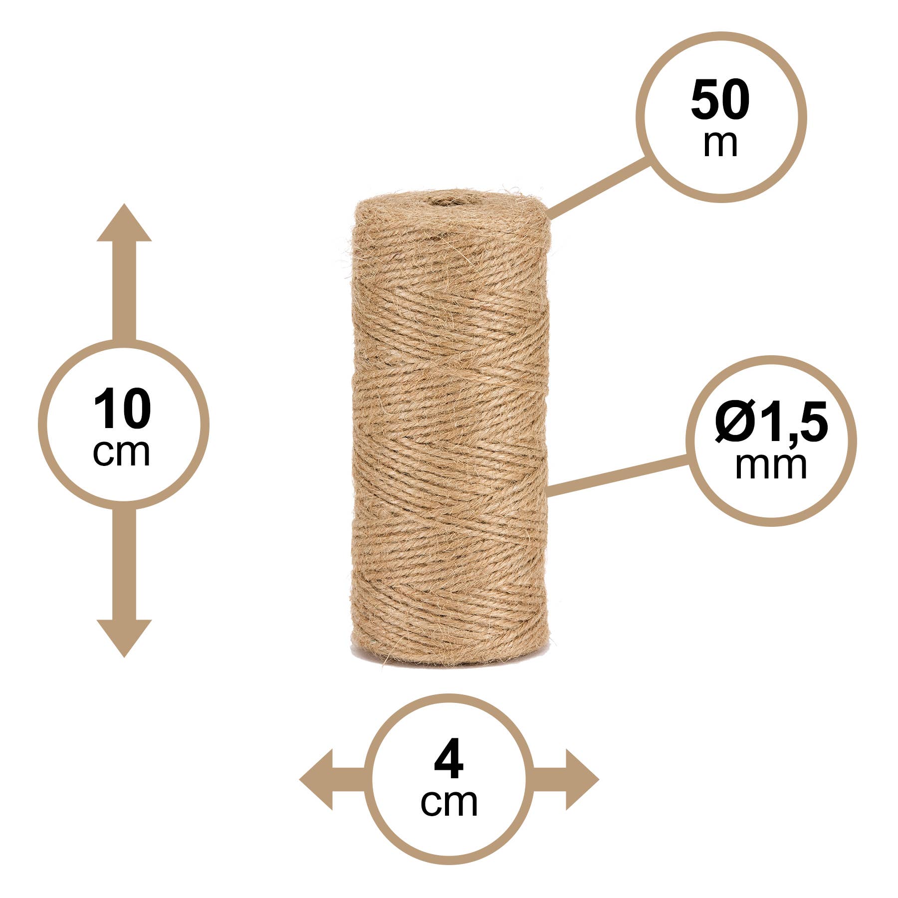 1.5mm 50m Natural Jute Twine - Snedkerværktøj