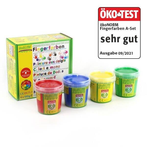 Nawaro finger paints, set of 4 A - red, yellow, green, blue - Snedkerværktøj