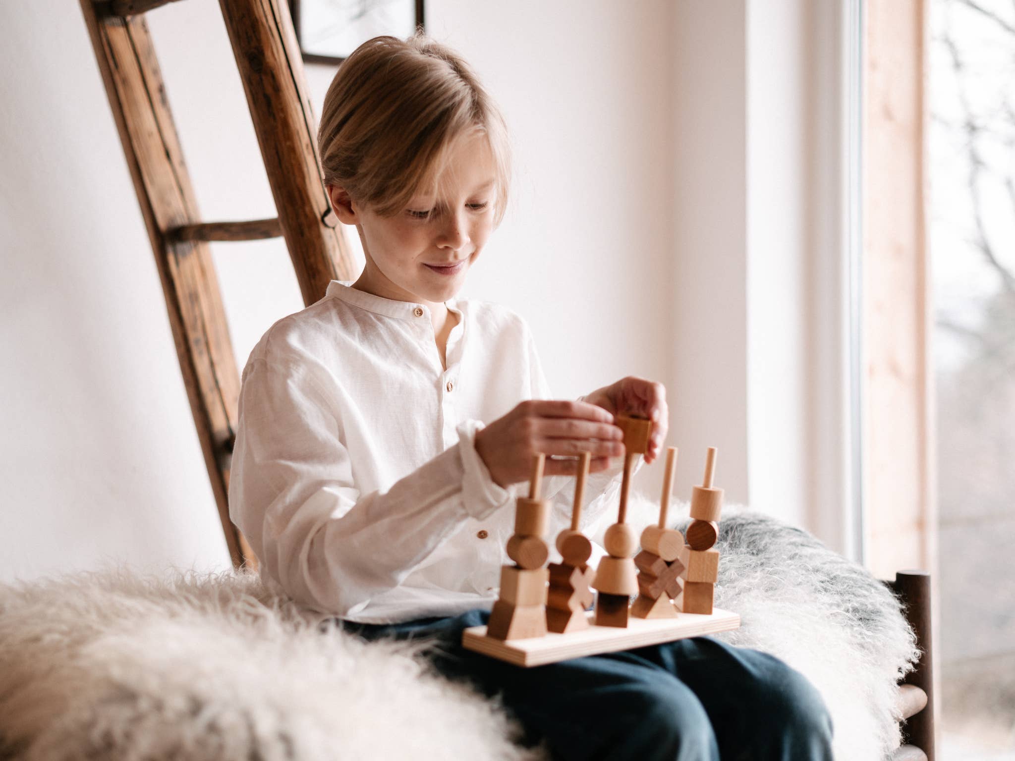 Stacking Montessori Toy Natural - Snedkerværktøj