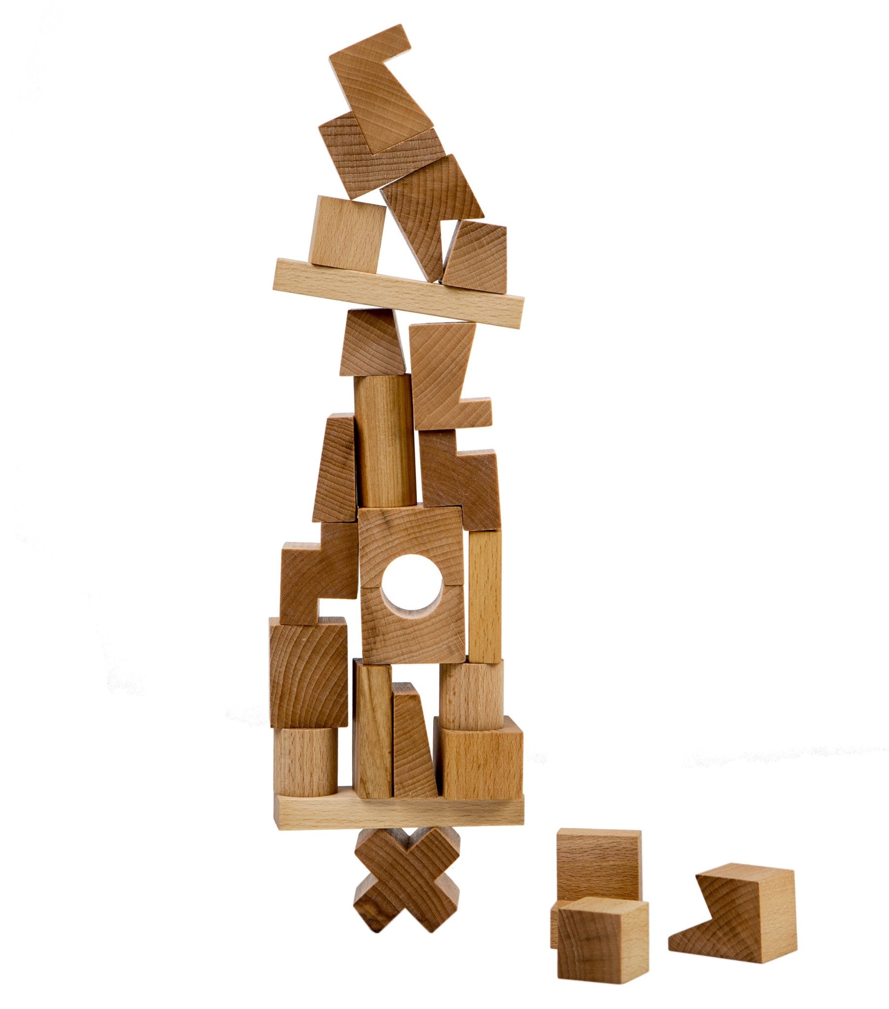 Stacking Montessori Toy Tower Natural - Snedkerværktøj