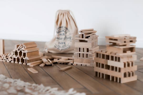 Wooden Architectural Blocks in Sack - 200 pcs - Snedkerværktøj