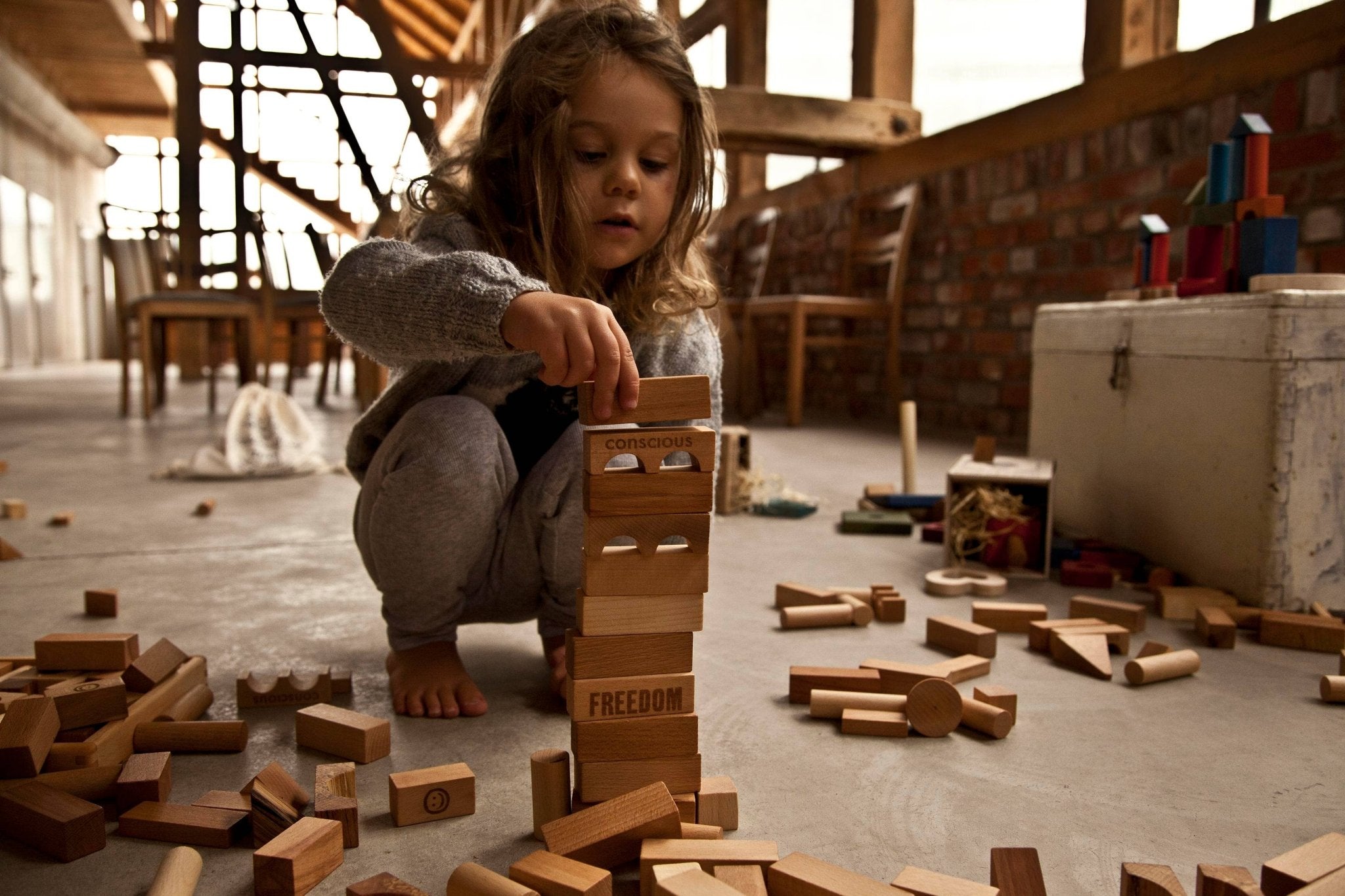 Wooden Blocks In Sack - 100 pcs Natural - Snedkerværktøj